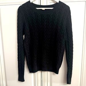 Monoprix Autreton Womens SzMedium Black Crew Neck Long Sleeve Cable Knit Sweater